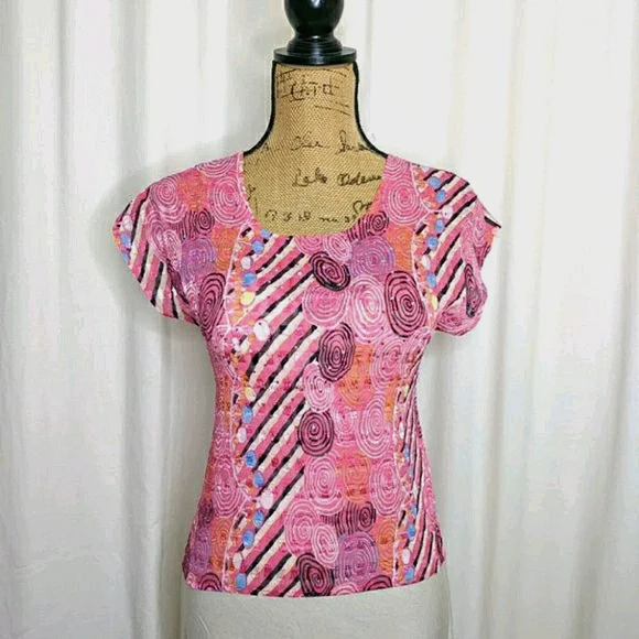 Belissimo NY Pink Crystal Short Sleeve Top - Picture 3 of 13